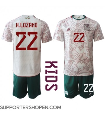 Mexiko Hirving Lozano #22 Bortatröja Barn VM 2022 Kortärmad (+ korta byxor)